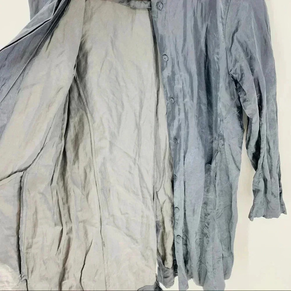 Eileen Fisher steel satin crinkle metallic jacket - Picture 10 of 12